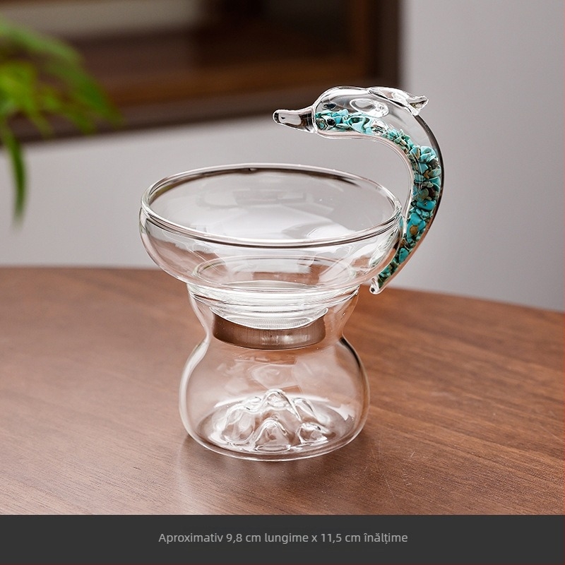 Set gaiwan din sticlă de cristal turcoaz — premium, complet, pentru ceai Kung Fu