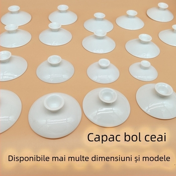 Set de ceai Kung Fu din porțelan alb, cu bol mare acoperit și capac – vas ceramic cu trei părți pentru uz casnic