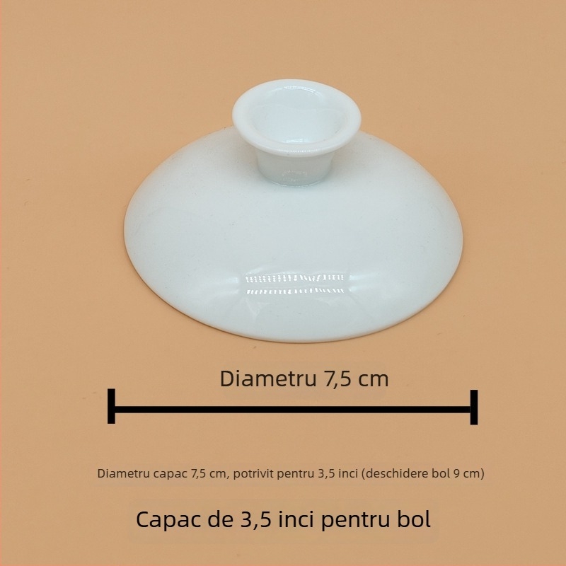 Set de ceai Kung Fu din porțelan alb, cu bol mare acoperit și capac – vas ceramic cu trei părți pentru uz casnic