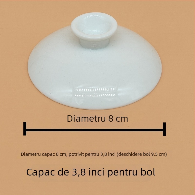 Set de ceai Kung Fu din porțelan alb, cu bol mare acoperit și capac – vas ceramic cu trei părți pentru uz casnic