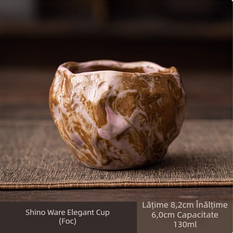 Cească de ceai Shino crem, mare, în stil japonez, ceramică arsă în cuptor, Kung Fu, bol de ceai pentru un singur ceai, retro