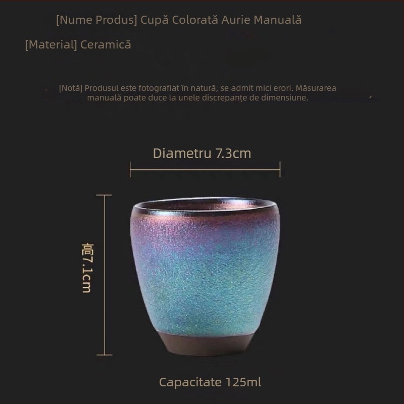 Ceșcuță de ceai ceramică Jianzhan, lucrată manual, cu glazură multicoloră subglazură, Tenmoku pe bază de fier, pentru uz casnic