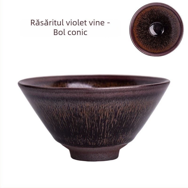 Ceașcă de ceai cu păr de iepure, ceramică cu corp din fier, stil retro, pentru uz casnic
