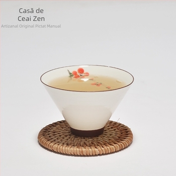 Ceașcă de ceai ceramică pictată manual, cu motiv lotus, set de ceai Kung Fu