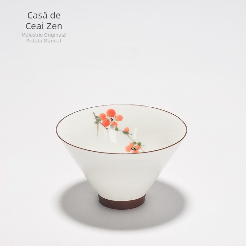 Ceașcă de ceai ceramică pictată manual, cu motiv lotus, set de ceai Kung Fu