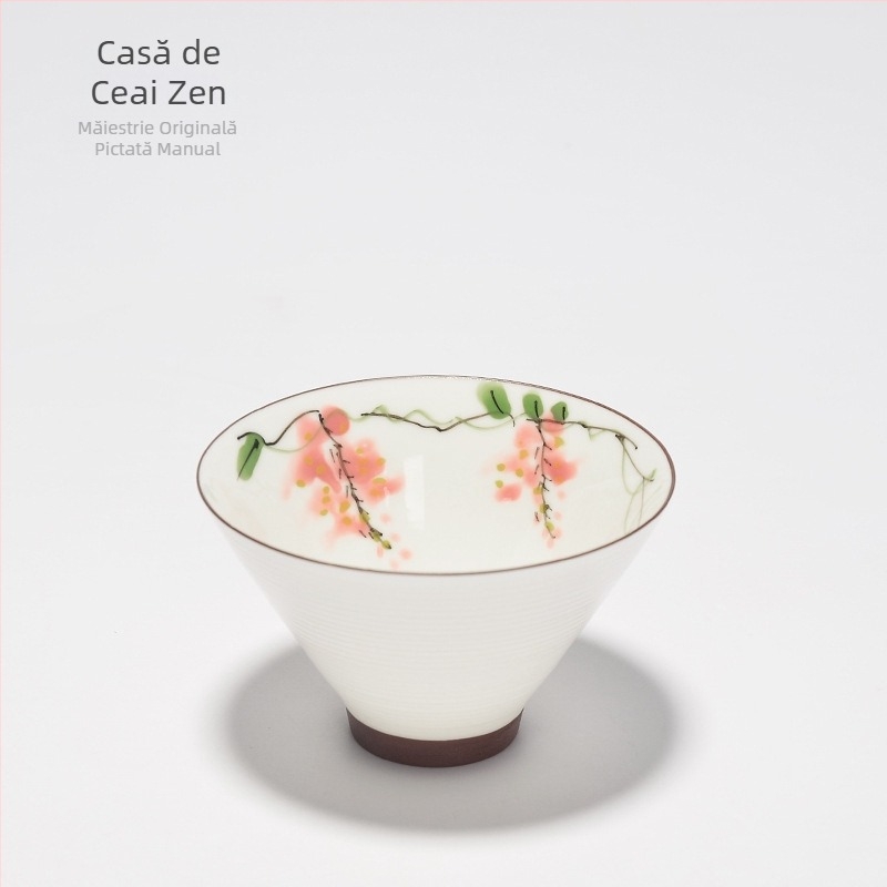Ceașcă de ceai ceramică pictată manual, cu motiv lotus, set de ceai Kung Fu