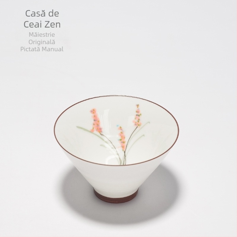 Ceașcă de ceai ceramică pictată manual, cu motiv lotus, set de ceai Kung Fu