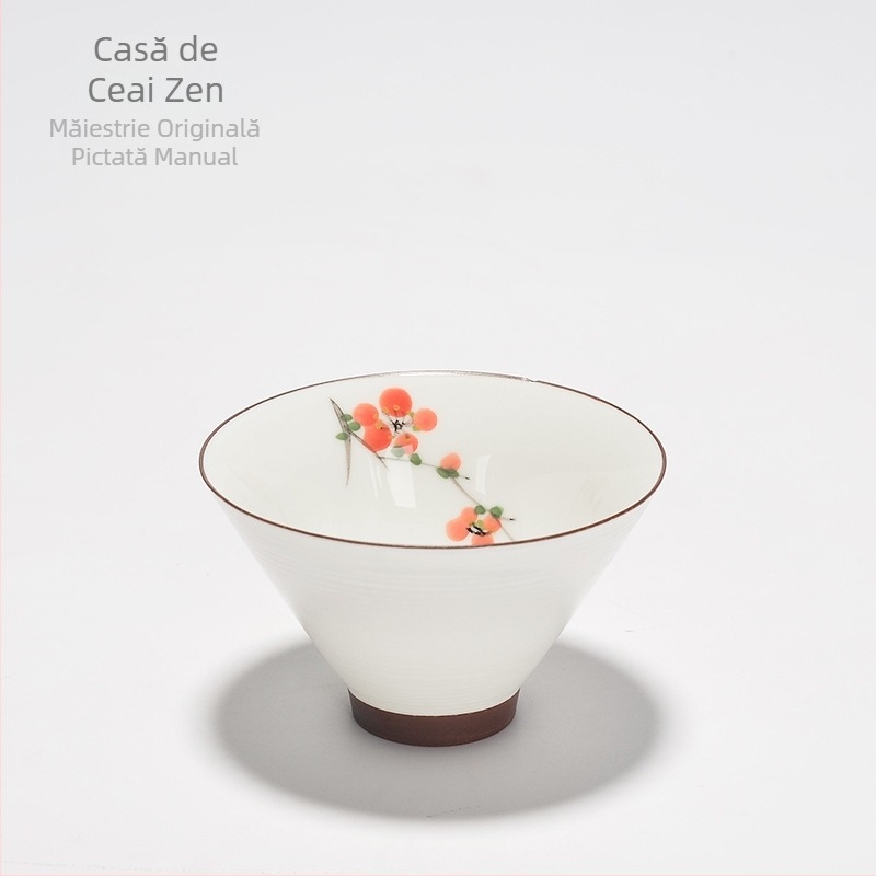 Ceașcă de ceai ceramică pictată manual, cu motiv lotus, set de ceai Kung Fu