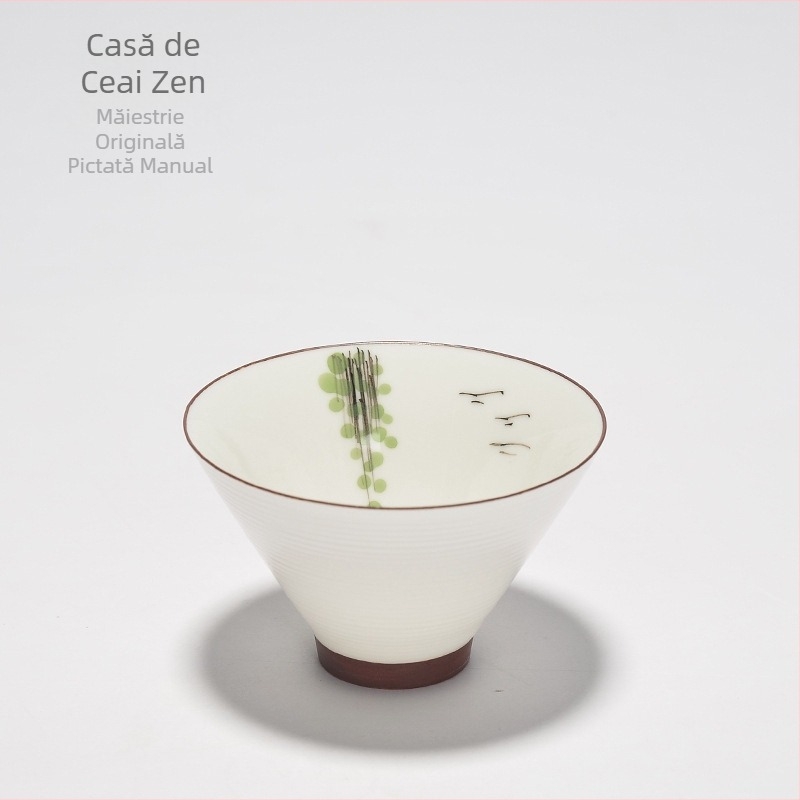 Ceașcă de ceai ceramică pictată manual, cu motiv lotus, set de ceai Kung Fu