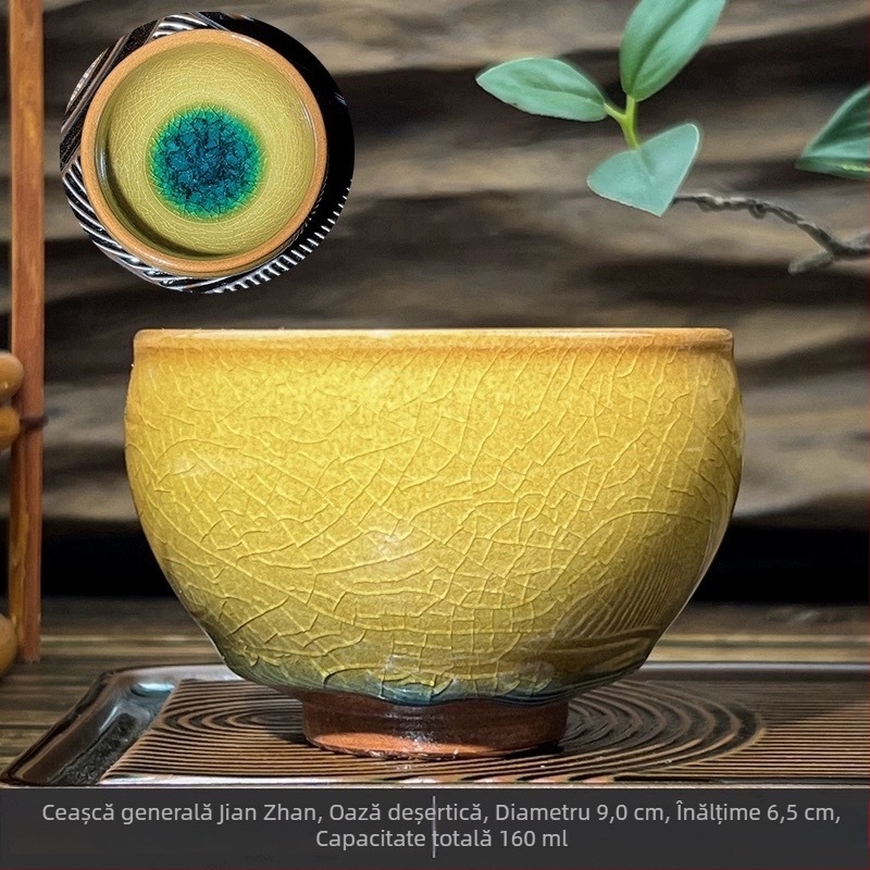 Ceașcă de ceai Jianzhan, lucrată manual, mare ceramică, glazură cu fisuri în stil Tianmu, origine Jianyang