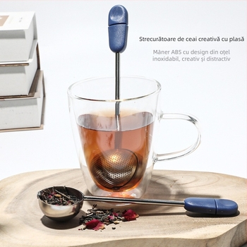 Infuzor de ceai rotativ din oțel inoxidabil 304, portabil pentru exterior, cu plasă filtrantă