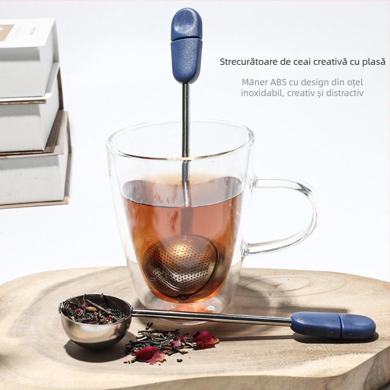 Infuzor de ceai rotativ din oțel inoxidabil 304, portabil pentru exterior, cu plasă filtrantă
