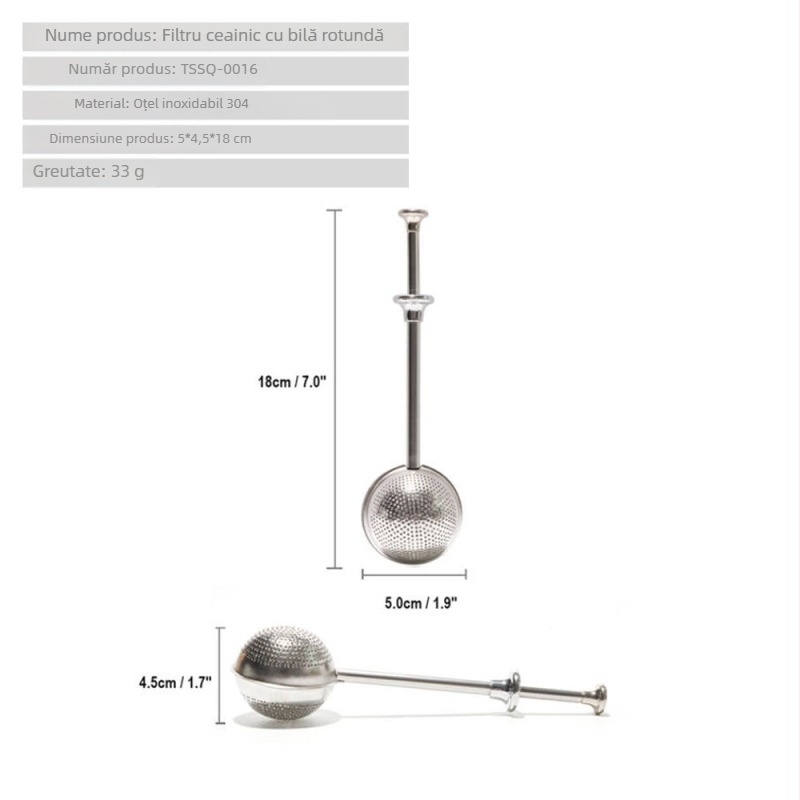 Infuzor de ceai rotativ din oțel inoxidabil 304, portabil pentru exterior, cu plasă filtrantă