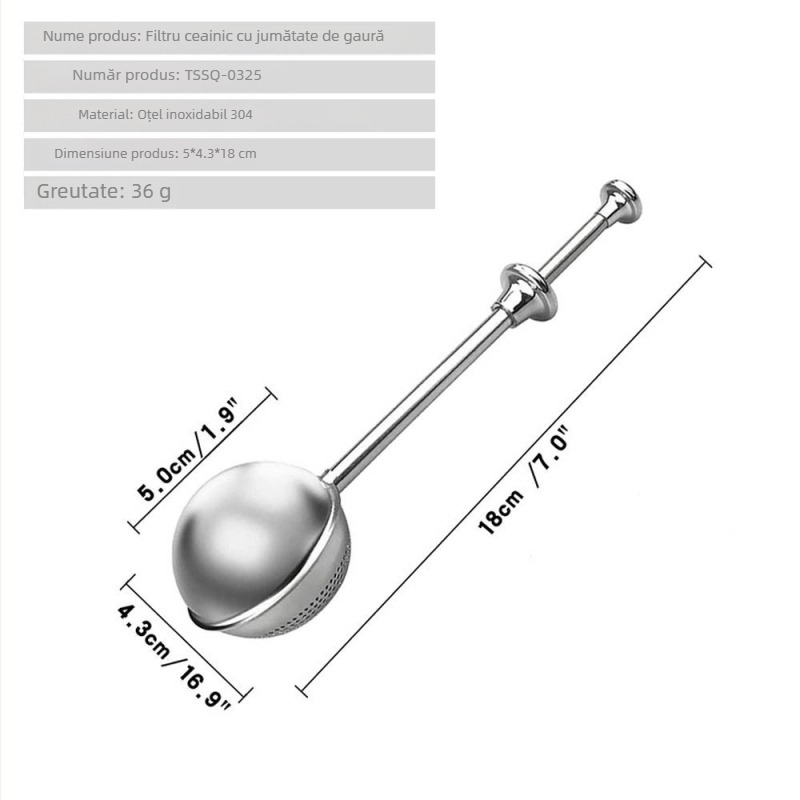 Infuzor de ceai rotativ din oțel inoxidabil 304, portabil pentru exterior, cu plasă filtrantă