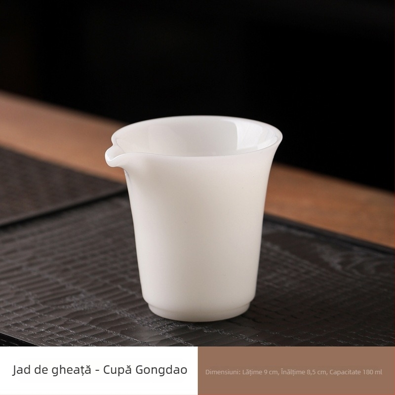 ceașă de ceai din porțelan Ice Jade cu separator de ceai, ceașă pentru împărțirea ceaiului, mâner comod, porțelan alb, capacitate mare