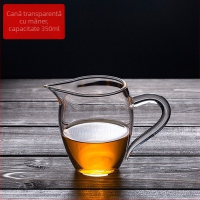 Set de ceai din sticlă borosilicat cu ceașcă cu mâner colorat și ceașcă de distribuție, pentru uz casnic