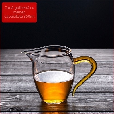Set de ceai din sticlă borosilicat cu ceașcă cu mâner colorat și ceașcă de distribuție, pentru uz casnic