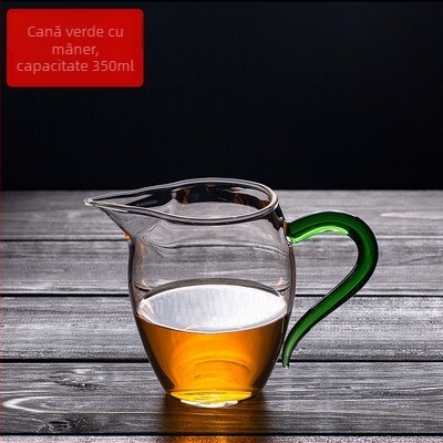 Set de ceai din sticlă borosilicat cu ceașcă cu mâner colorat și ceașcă de distribuție, pentru uz casnic