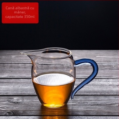 Set de ceai din sticlă borosilicat cu ceașcă cu mâner colorat și ceașcă de distribuție, pentru uz casnic