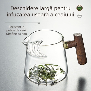 2026 Ceașcă de ceai în formă de semilună cu filtru – pahar din sticlă rezistentă la temperaturi pentru ceai verde, set Kung Fu cu filtru integrat