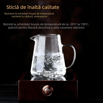 Set de ceai din sticlă borosilicat rezistentă la temperatură, transparent, cu cupă echilibratoare și sită, în dimensiuni mari și mici