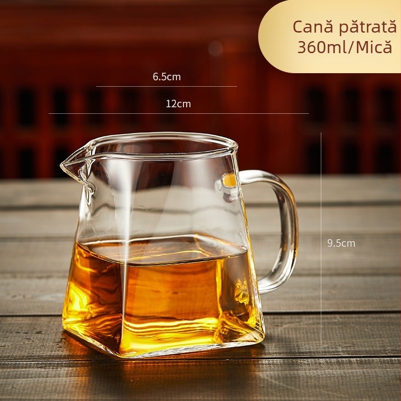 Set de ceai din sticlă borosilicat rezistentă la temperatură, transparent, cu cupă echilibratoare și sită, în dimensiuni mari și mici