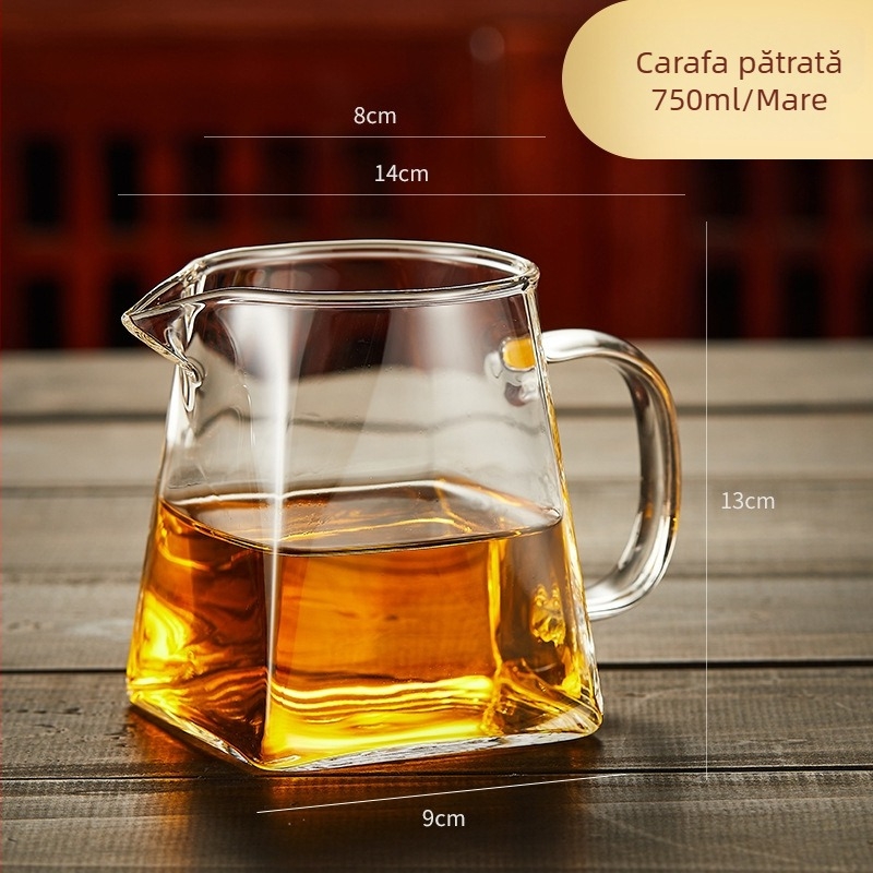 Set de ceai din sticlă borosilicat rezistentă la temperatură, transparent, cu cupă echilibratoare și sită, în dimensiuni mari și mici