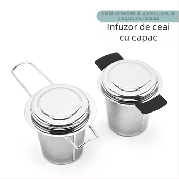 Filtru de ceai din oțel inoxidabil 304, infuzor cu bilă, filtru pentru frunze de ceai, capac din silicon, accesorii pentru ceai