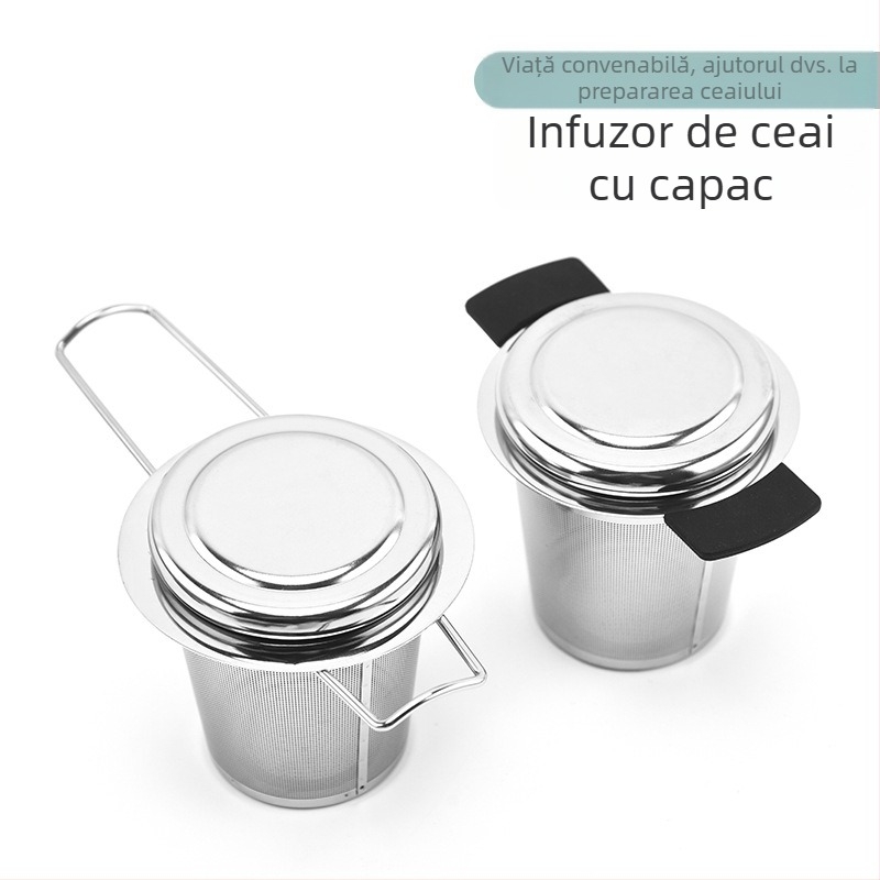 Filtru de ceai din oțel inoxidabil 304, infuzor cu bilă, filtru pentru frunze de ceai, capac din silicon, accesorii pentru ceai