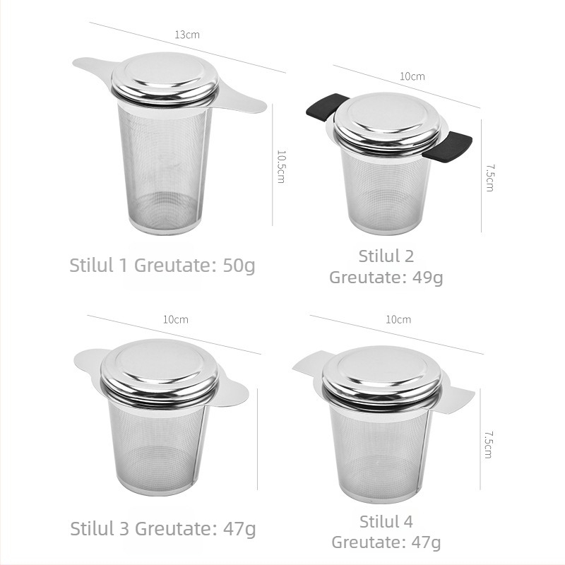 Filtru de ceai din oțel inoxidabil 304, infuzor cu bilă, filtru pentru frunze de ceai, capac din silicon, accesorii pentru ceai