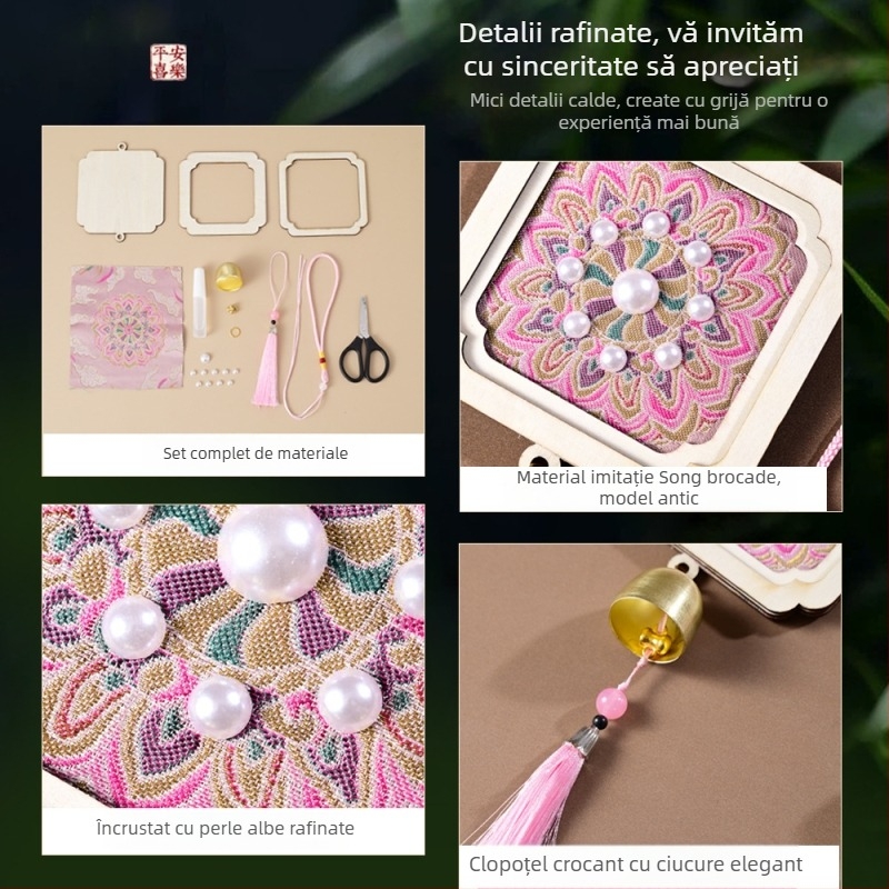 Brocart Song handmade DIY clopot de vânt cu perle – decor suspendat în stil chinezesc nou pentru activități în familie și teambuilding