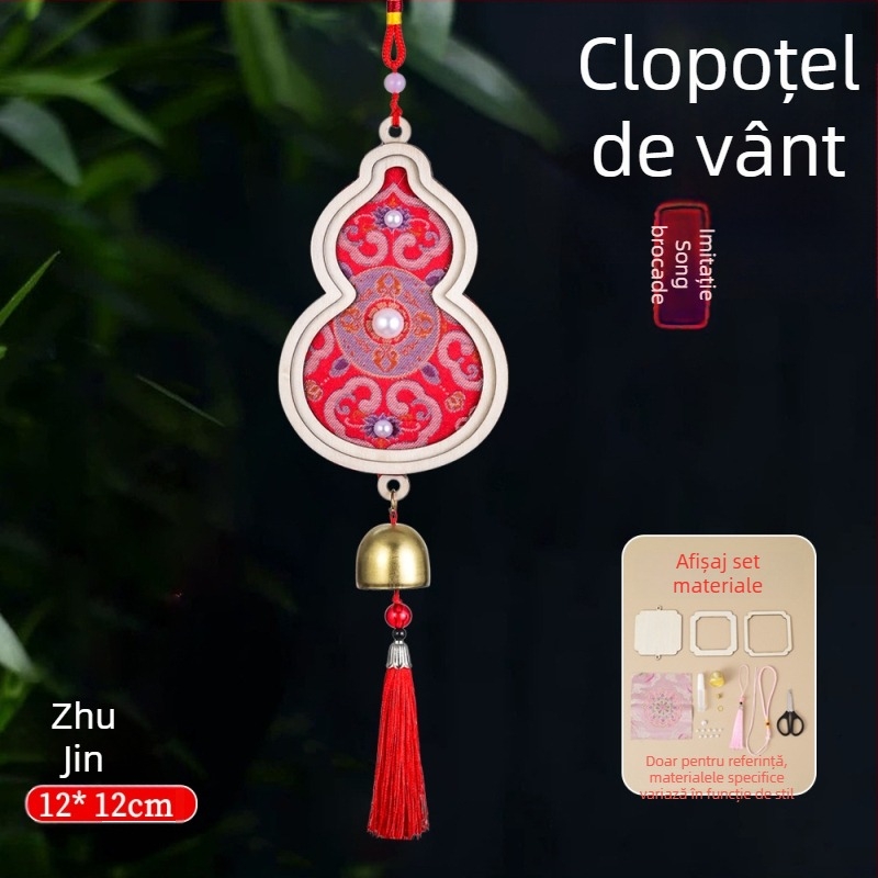 Brocart Song handmade DIY clopot de vânt cu perle – decor suspendat în stil chinezesc nou pentru activități în familie și teambuilding