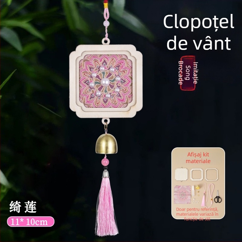 Brocart Song handmade DIY clopot de vânt cu perle – decor suspendat în stil chinezesc nou pentru activități în familie și teambuilding