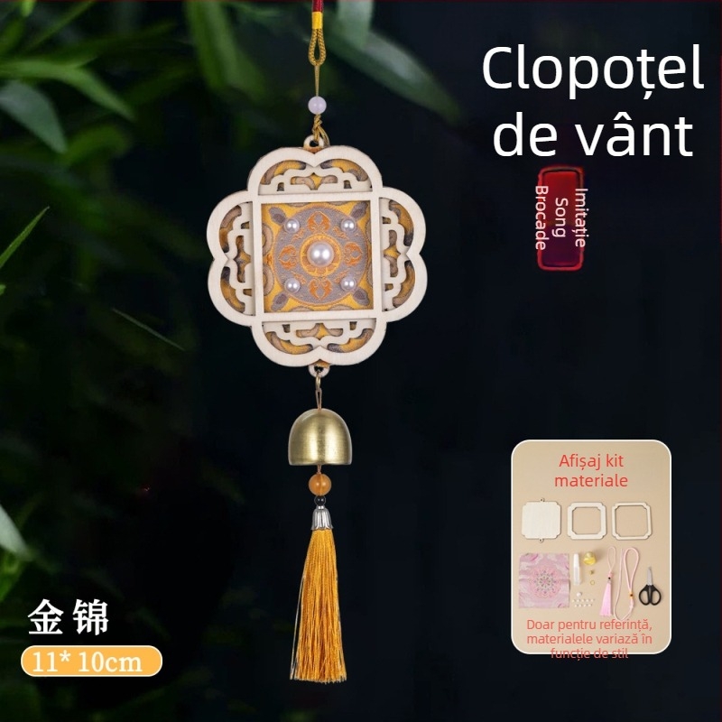 Brocart Song handmade DIY clopot de vânt cu perle – decor suspendat în stil chinezesc nou pentru activități în familie și teambuilding