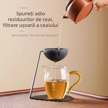 Filtru de ceai din ceramică fără pori, cu separator integrat și suport rotativ pentru filtru