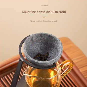 Filtru de ceai din ceramică fără pori, cu separator integrat și suport rotativ pentru filtru