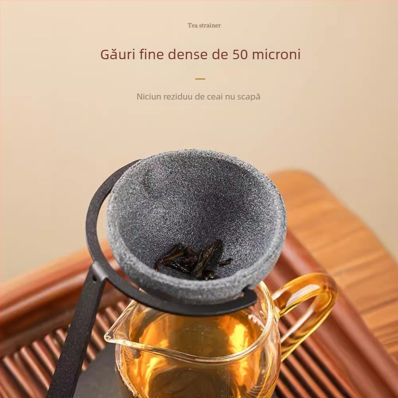 Filtru de ceai din ceramică fără pori, cu separator integrat și suport rotativ pentru filtru