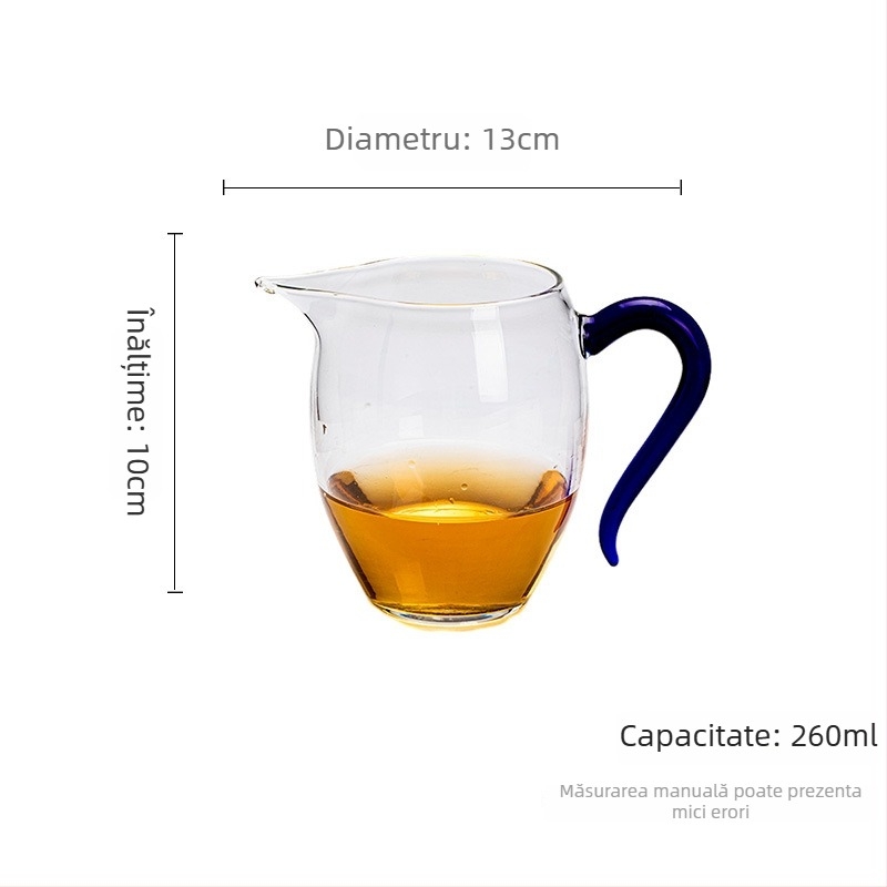 Moji set Gongfu ceai cu mâner de sticlă, ceașcă de echitate pentru distribuția uniformă a ceaiului, sticlă borosilatat rezistentă la căldură.