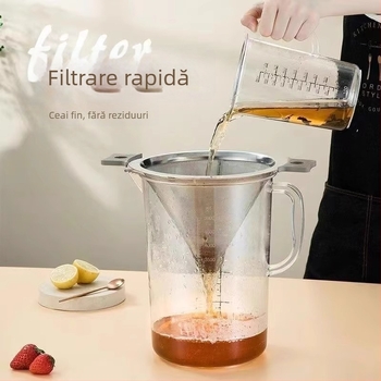Filtru conic pentru ceai cu filtru pentru frunze de ceai și plasă de cafea, stilul nou chinezesc de separare ceai-apă, capac mare pentru Gongfu ceai acasă