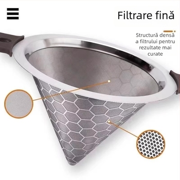 Filtru conic pentru ceai cu filtru pentru frunze de ceai și plasă de cafea, stilul nou chinezesc de separare ceai-apă, capac mare pentru Gongfu ceai acasă