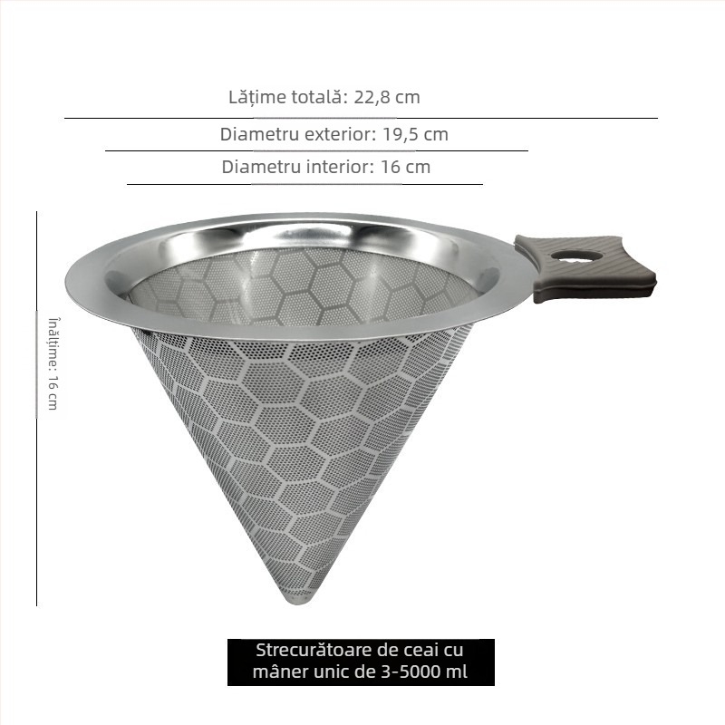 Filtru conic pentru ceai cu filtru pentru frunze de ceai și plasă de cafea, stilul nou chinezesc de separare ceai-apă, capac mare pentru Gongfu ceai acasă