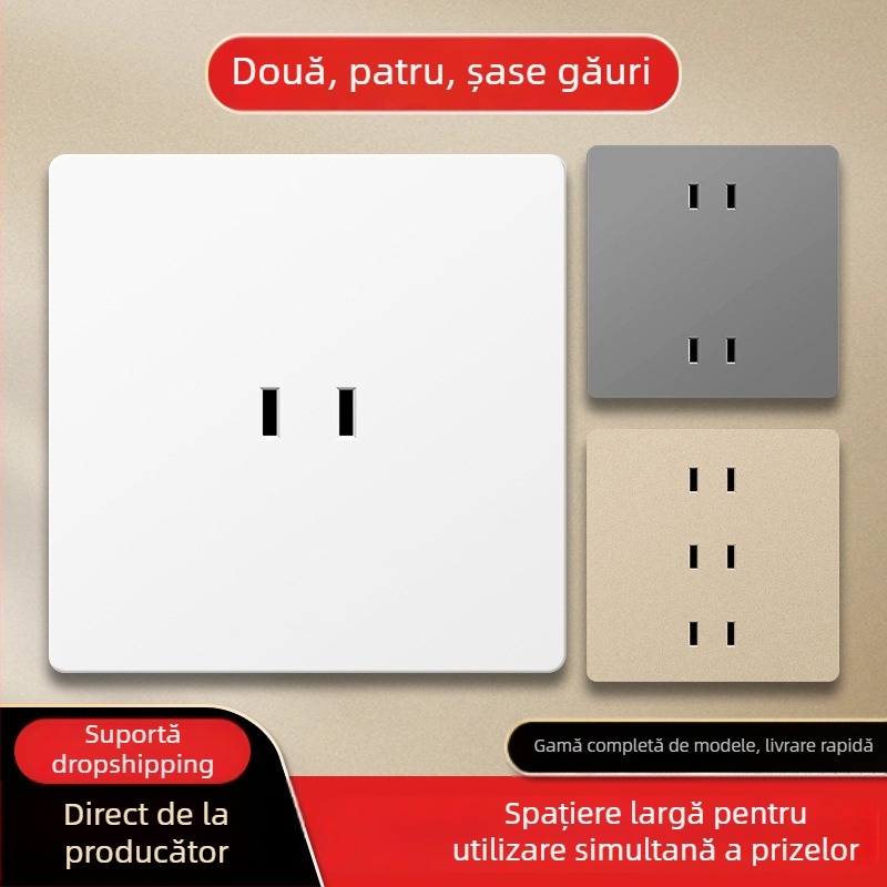Panou de prize pentru perete, tip 86, montaj încastrat, cu 2/4/6 prize