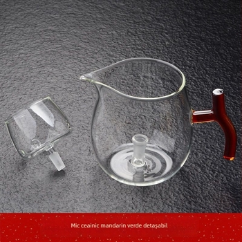 Ceainic din sticlă borosilicată, rezistent la temperaturi înalte și explozii, pentru ceai cu mandarin verde mic, însoțit de o cană de turnare — set Kung Fu ceai