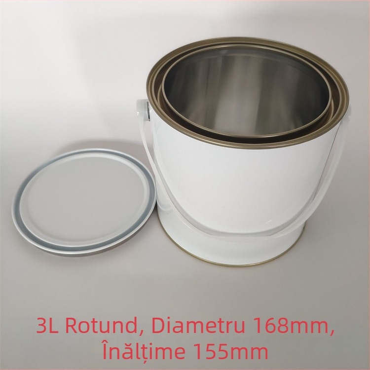 Borcan rotund din tablă cu etanșare ermetică pentru depozitare