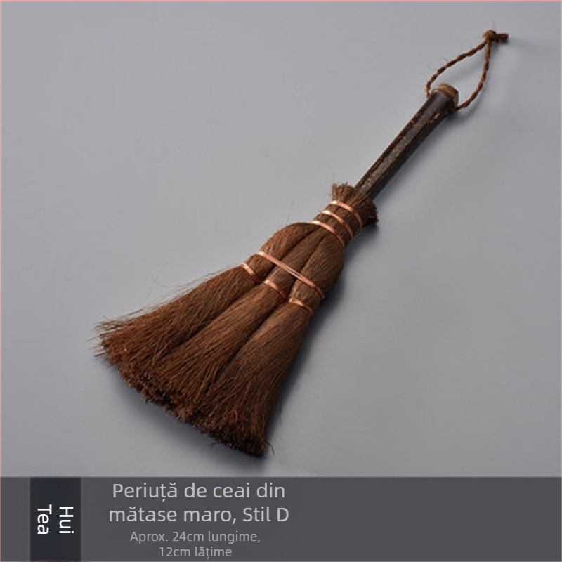 Perie de ceai maro, lucrată manual, perie pentru ceainic, farfurioară de ceai și accesorii pentru ceremonia ceaiului
