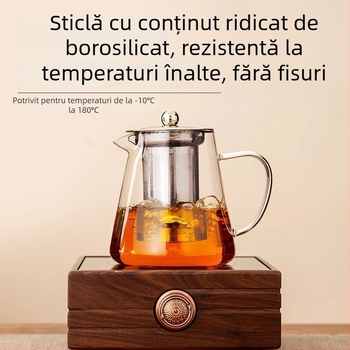 Ceainic din sticlă rezistentă la căldură, cu separare ceai-apă, filtru din oțel inoxidabil, set de ceai, model 2026