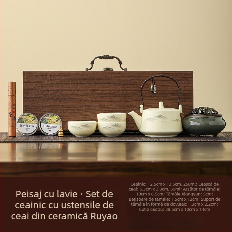 Set de ceai ceramic inspirat de Forbidden City – Cadou pentru vârstnici și profesori, elegant și practic, cadou corporativ