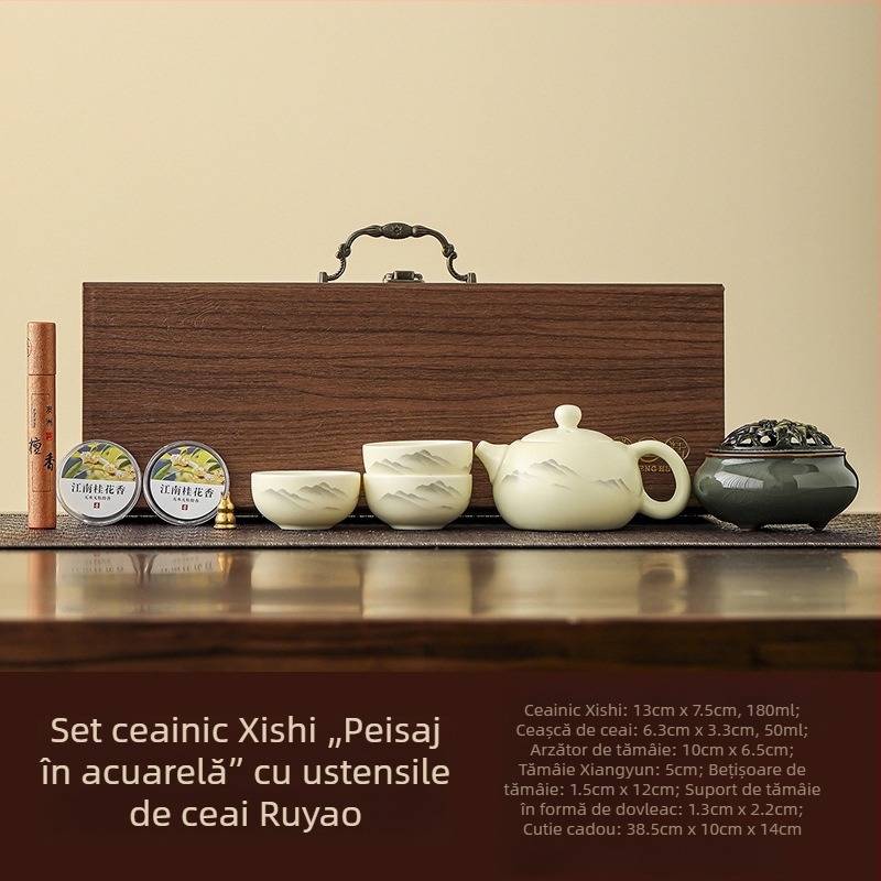 Set de ceai ceramic inspirat de Forbidden City – Cadou pentru vârstnici și profesori, elegant și practic, cadou corporativ