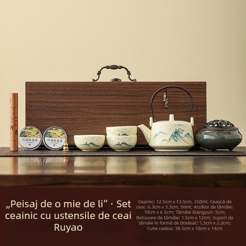 Set de ceai ceramic inspirat de Forbidden City – Cadou pentru vârstnici și profesori, elegant și practic, cadou corporativ