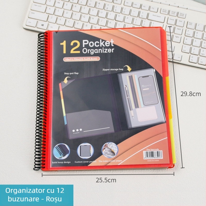 Mapă color cu spiral pentru documente A4, organizare birou